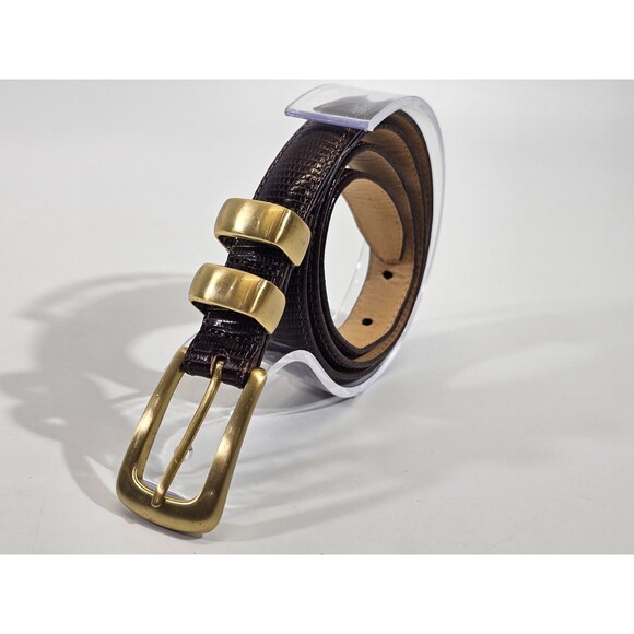 Brighton Classics Embossed Leather Belt Brown 3/4"W x38"L Women's M L 32 EUC - Picture 1 of 9